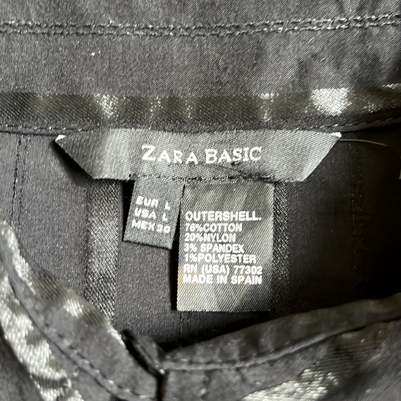 Zara Basic long sleeve blouse in black with satin- look stripes. Size USL - Picture 7 of 9